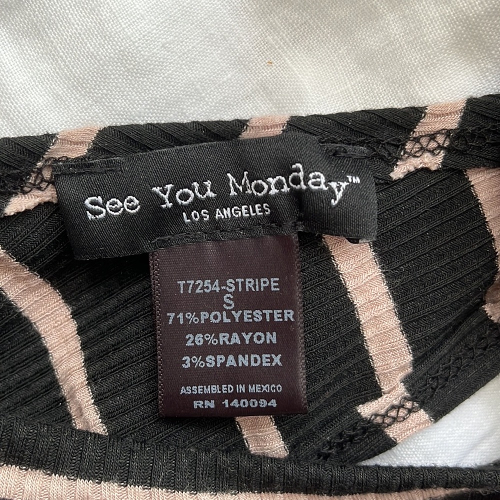 Black and Tan Striped Tank Top S - Picture 3 of 3